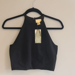NWT H&M Black Crop Halter Top